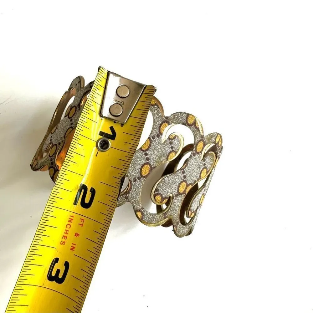 Silver gold wide cuff bracelet silver gold
